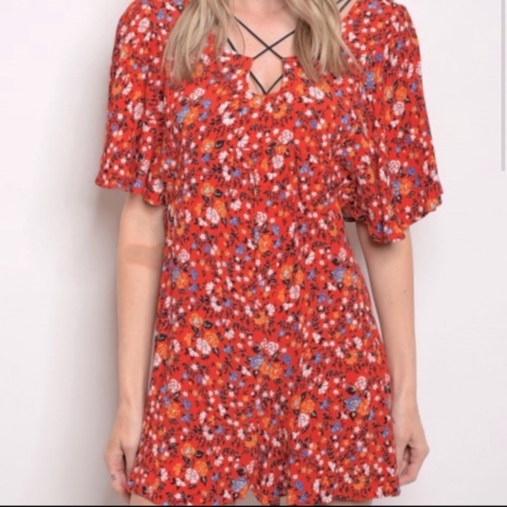 19 Cooper Red Floral Romper